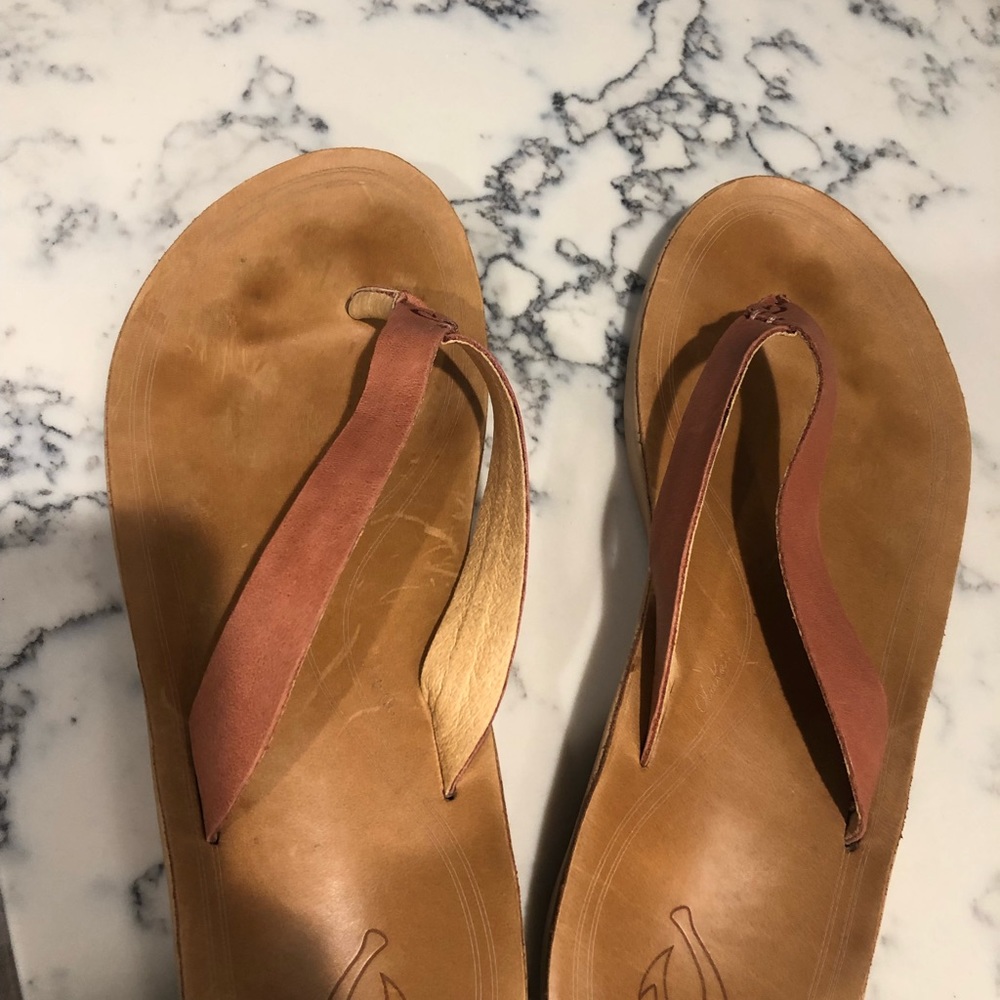 Olukai leather flip flops